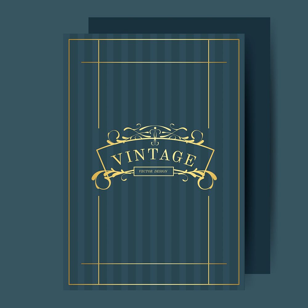 Vintage art nouveau wedding invitation card mockup vector