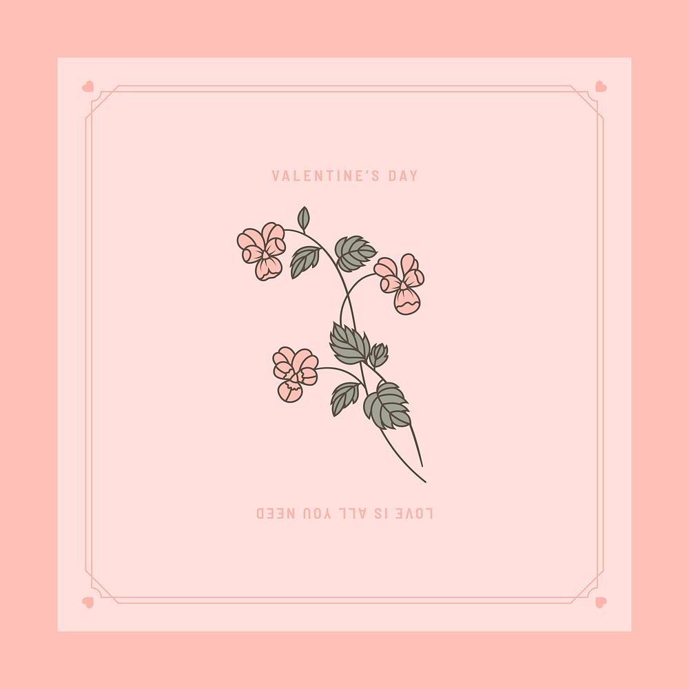 Valentine's day card floral vector design
