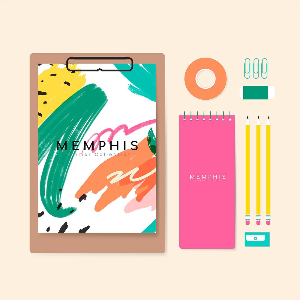 Summer memphis design stationery vector