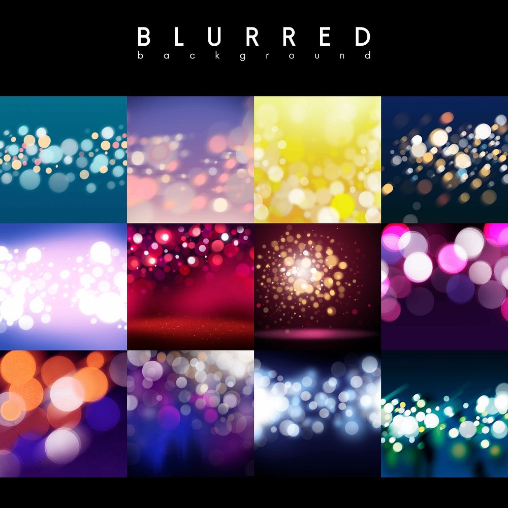 Blurred glowing background set vector