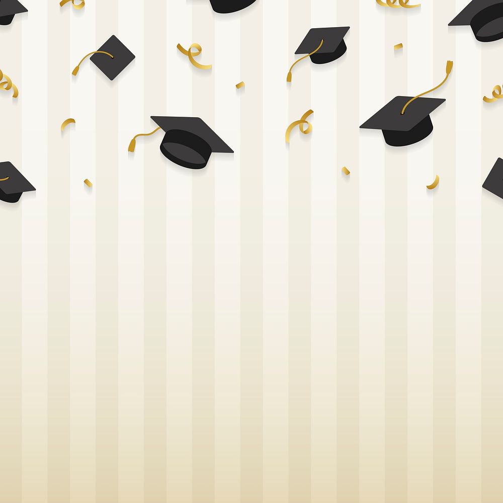 Graduation background with mortar boards vector