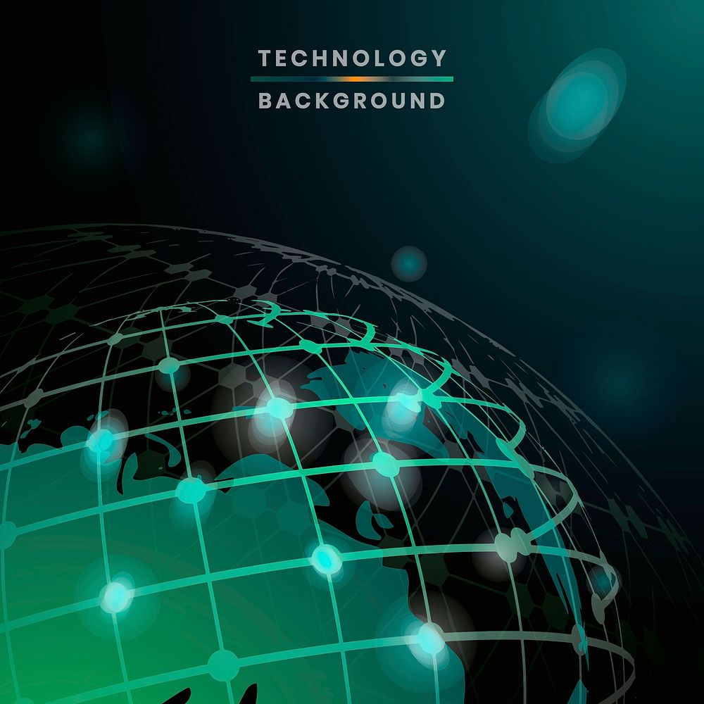 Green globe futuristic technology background vector