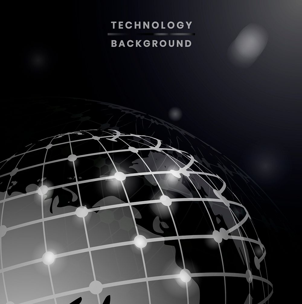 Black globe futuristic technology background vector