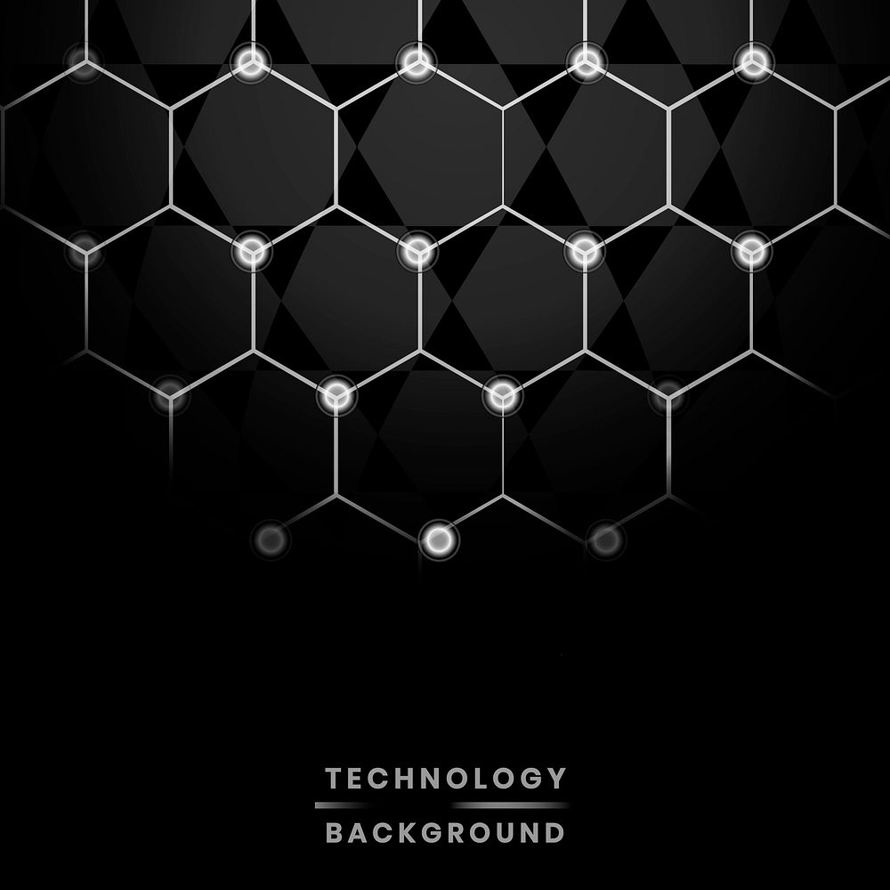Gray hexagon network technology background vector