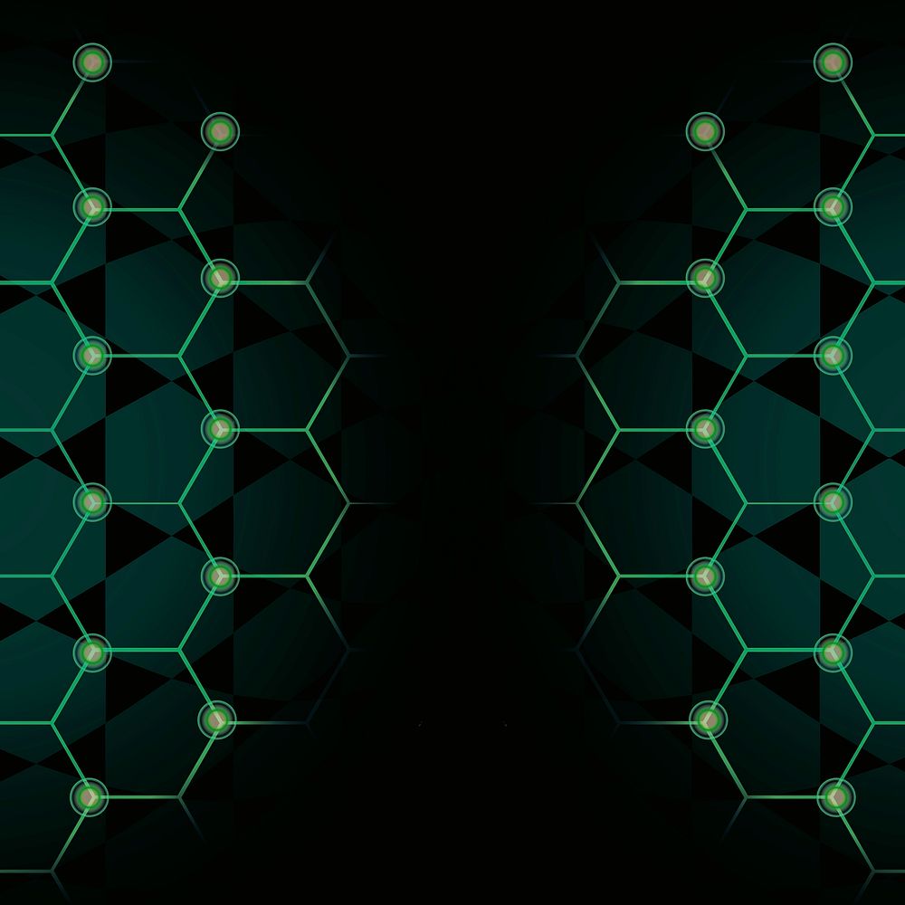 Green hexagon network technology background vector
