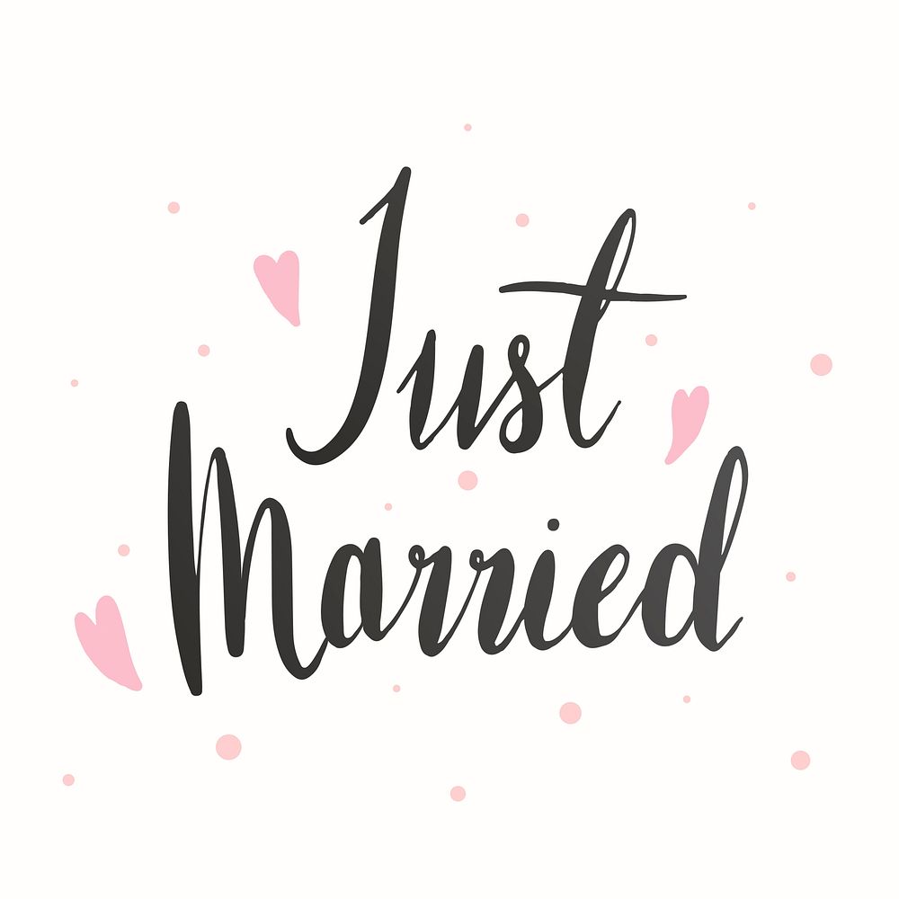 Just married typography card vector