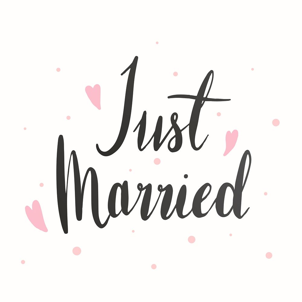 Just married typography card vector | Free Vector - rawpixel