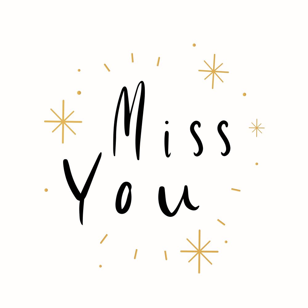 Miss you typography card vector