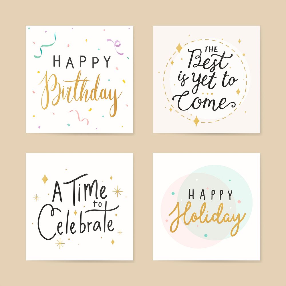 Festive celebratory greetings card vectors