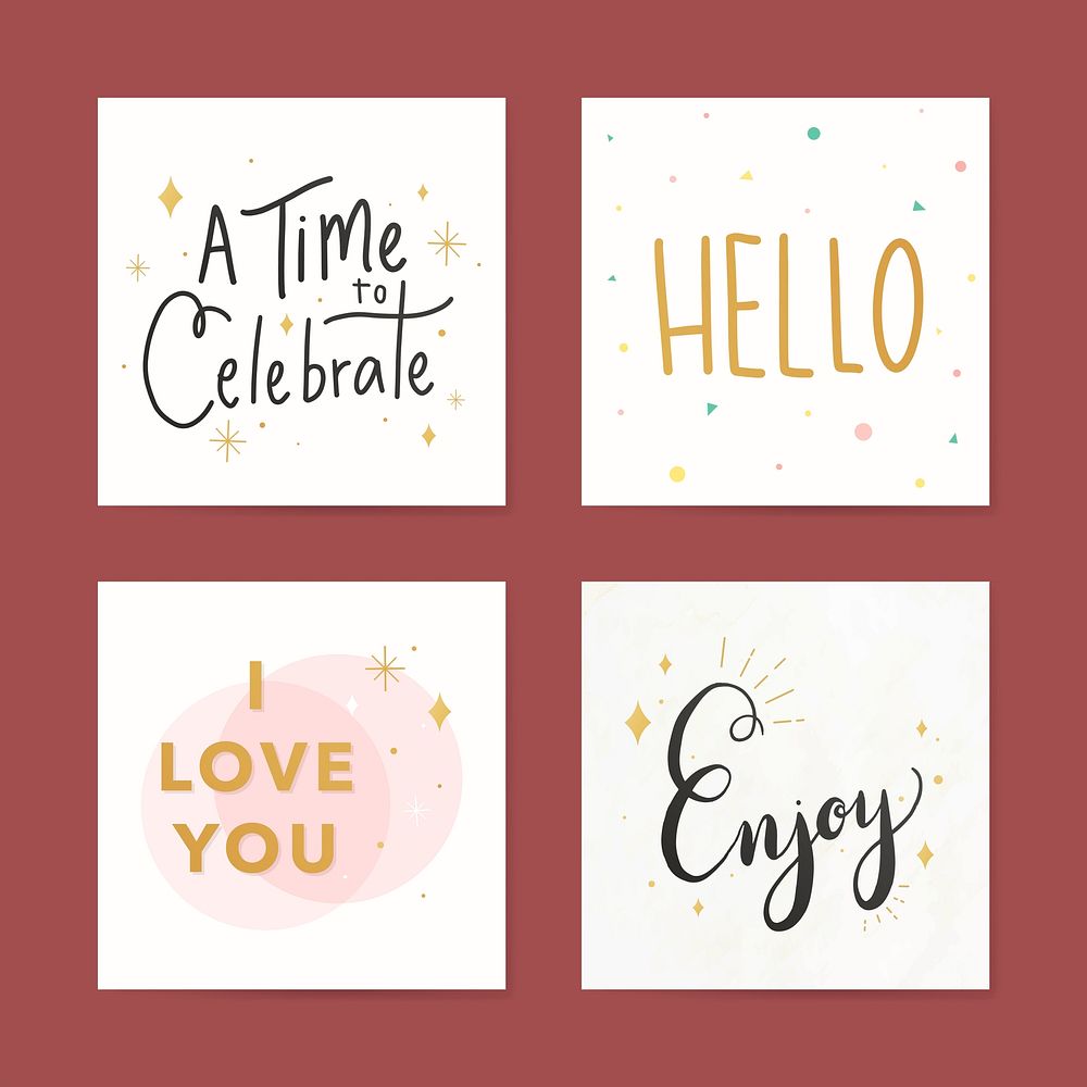 Festive greetings card with typography vectors
