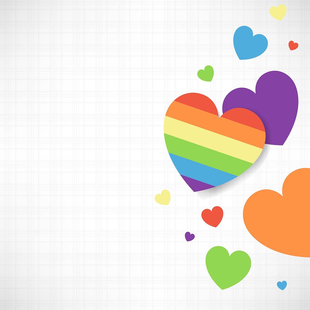 Rainbow colored hearts background vector