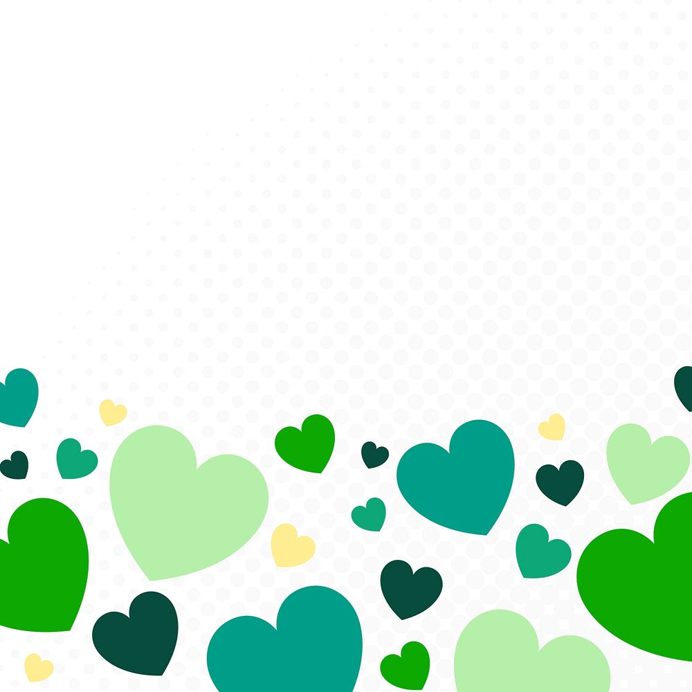 Green colored hearts background vector