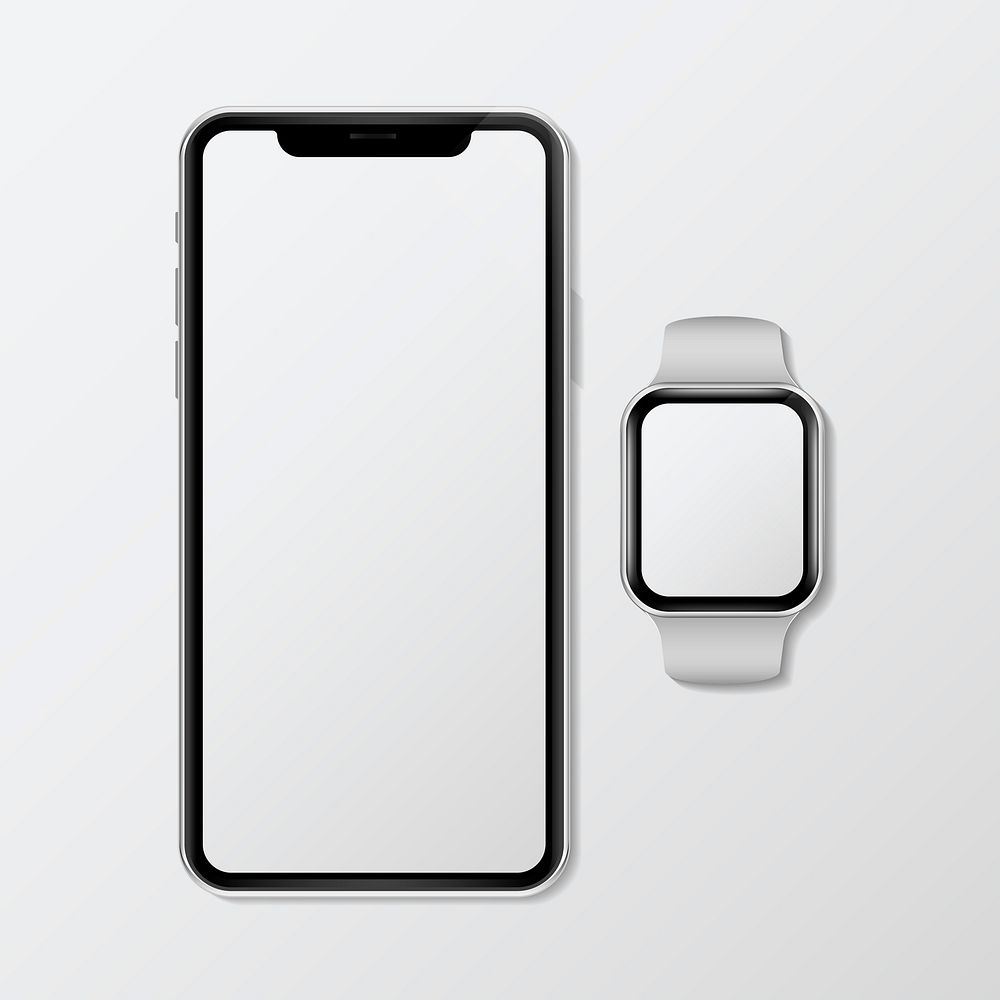 Mobile phone and a smart watch mockup