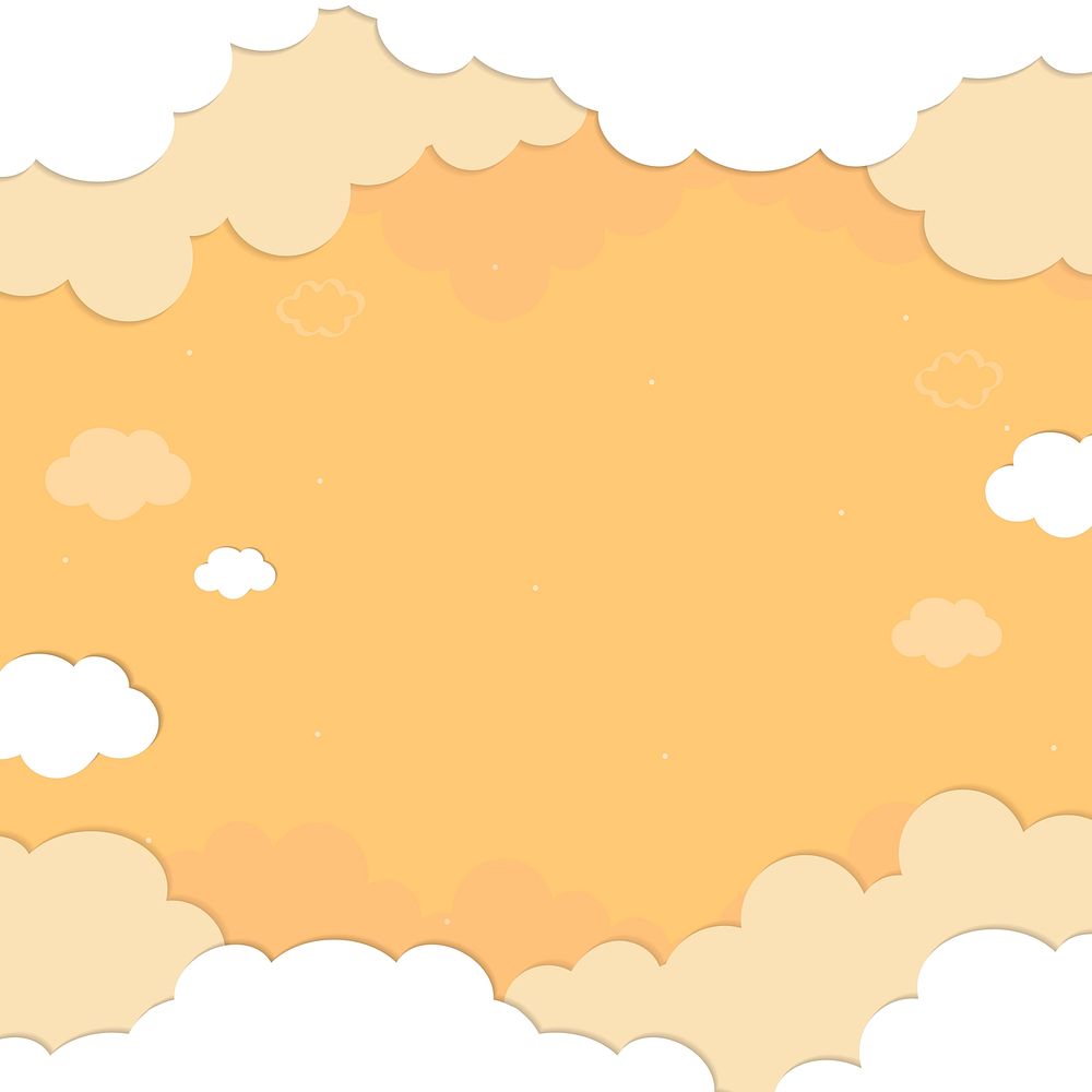 Yellow sky with clouds patterned background vector