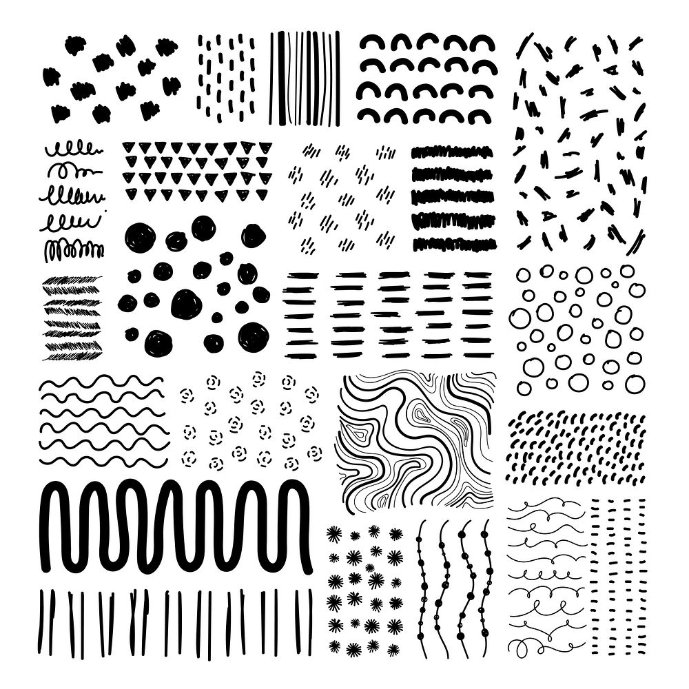 Hand drawn patterned design elements vector set