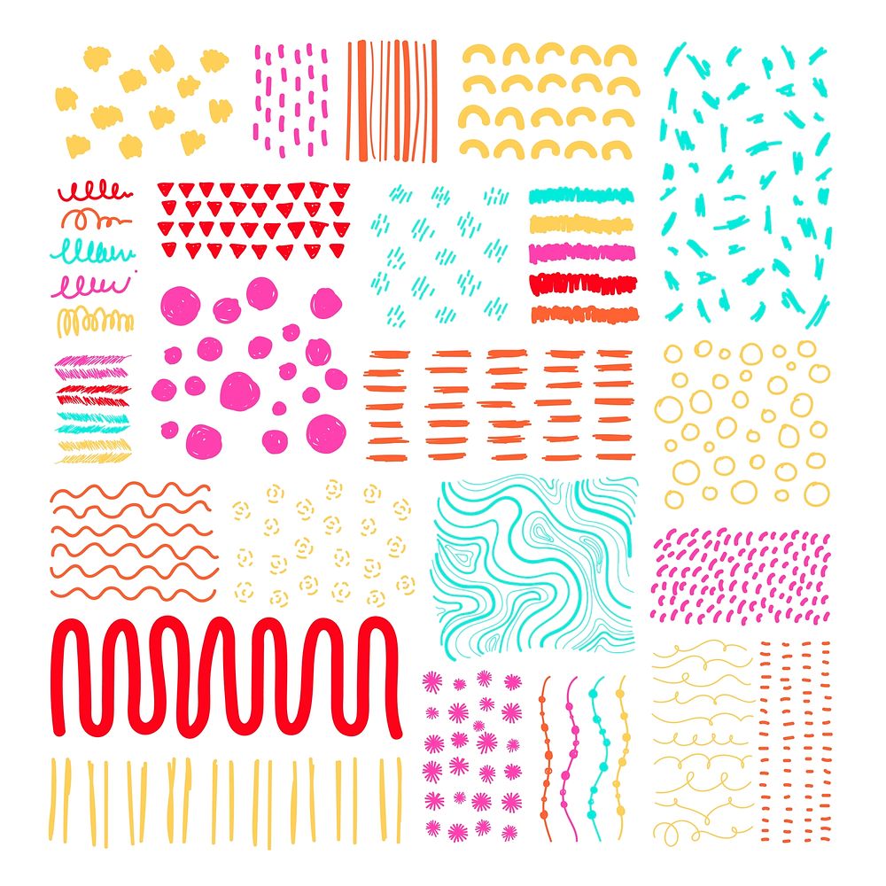 Hand drawn patterned design elements vector set