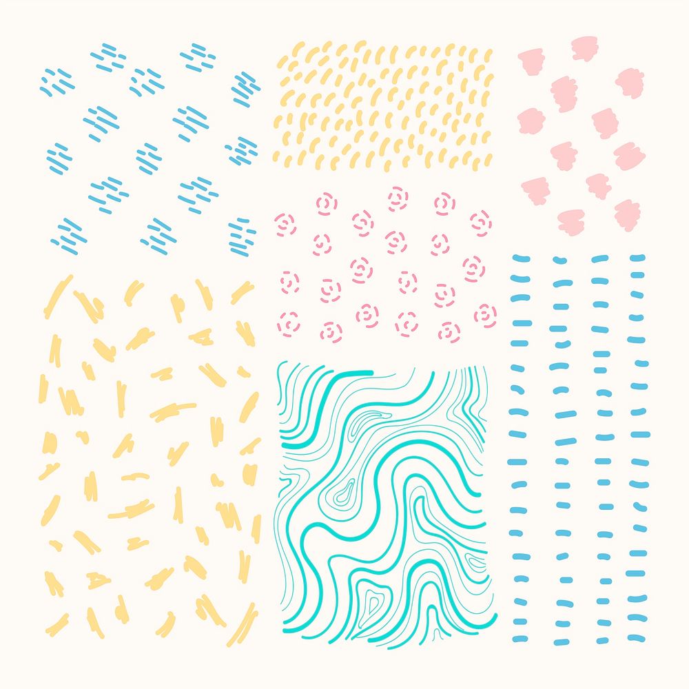 Hand drawn patterned design elements vector set