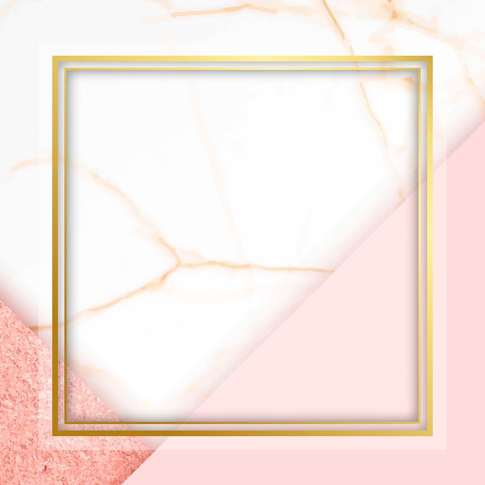 Gold square frame on pink background vector