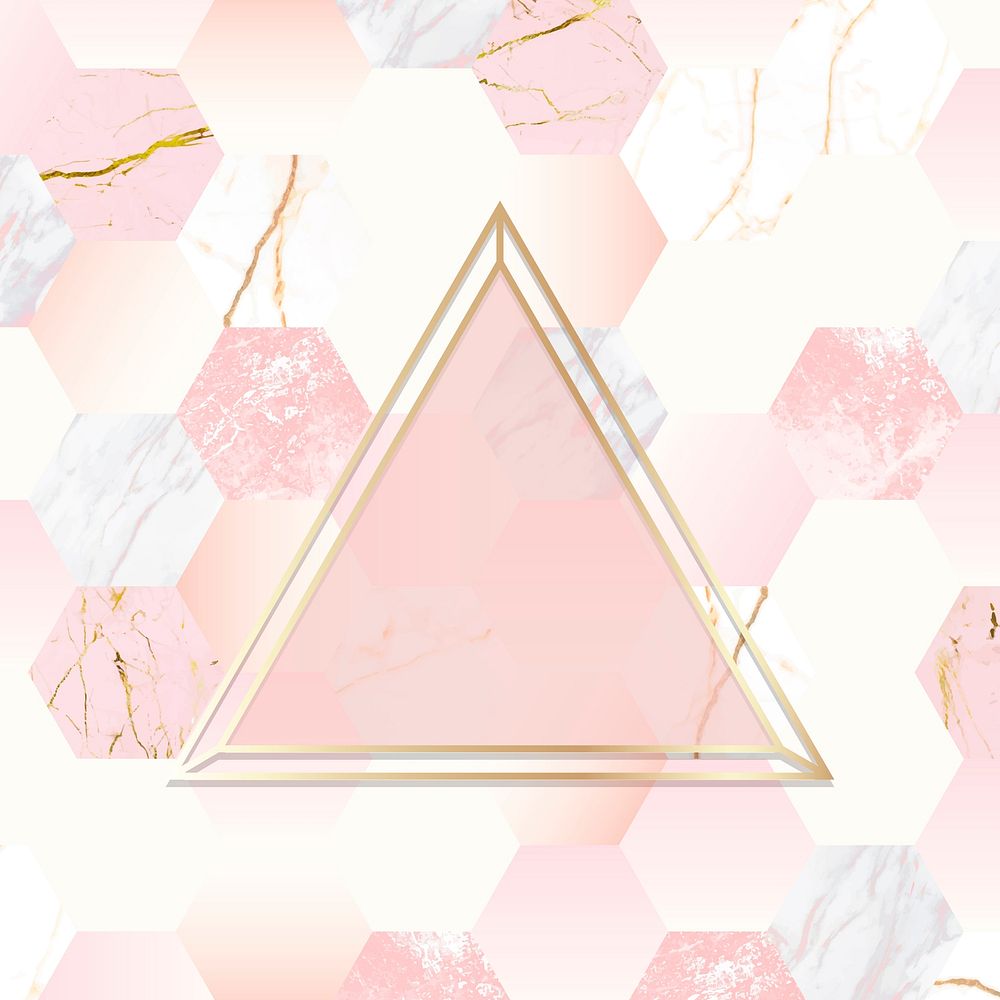 Gold triangle frame on pink background vector