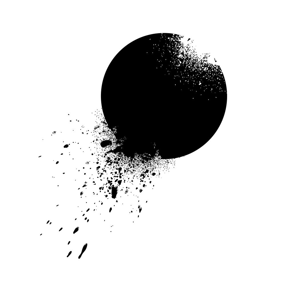 Circle shaped element with ink splashes vector