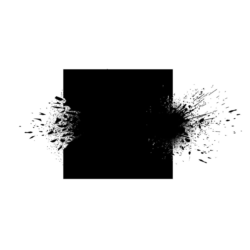 Square shaped element with ink splashes vector