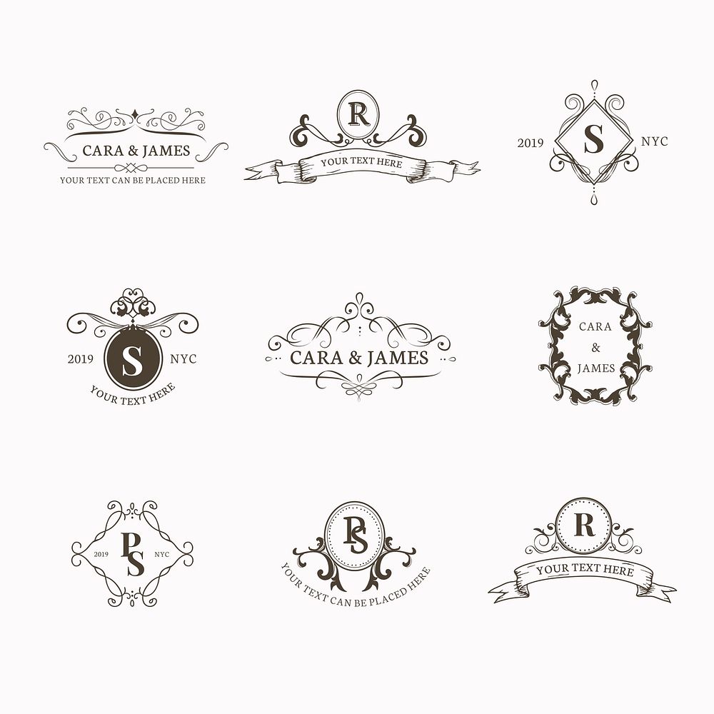 Vintage baroque badge design set