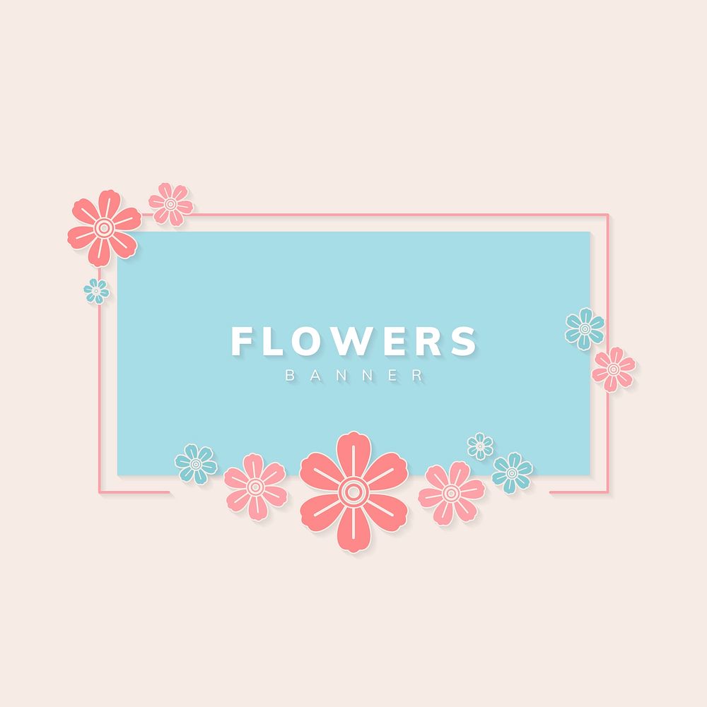 Square spring flower badge vector