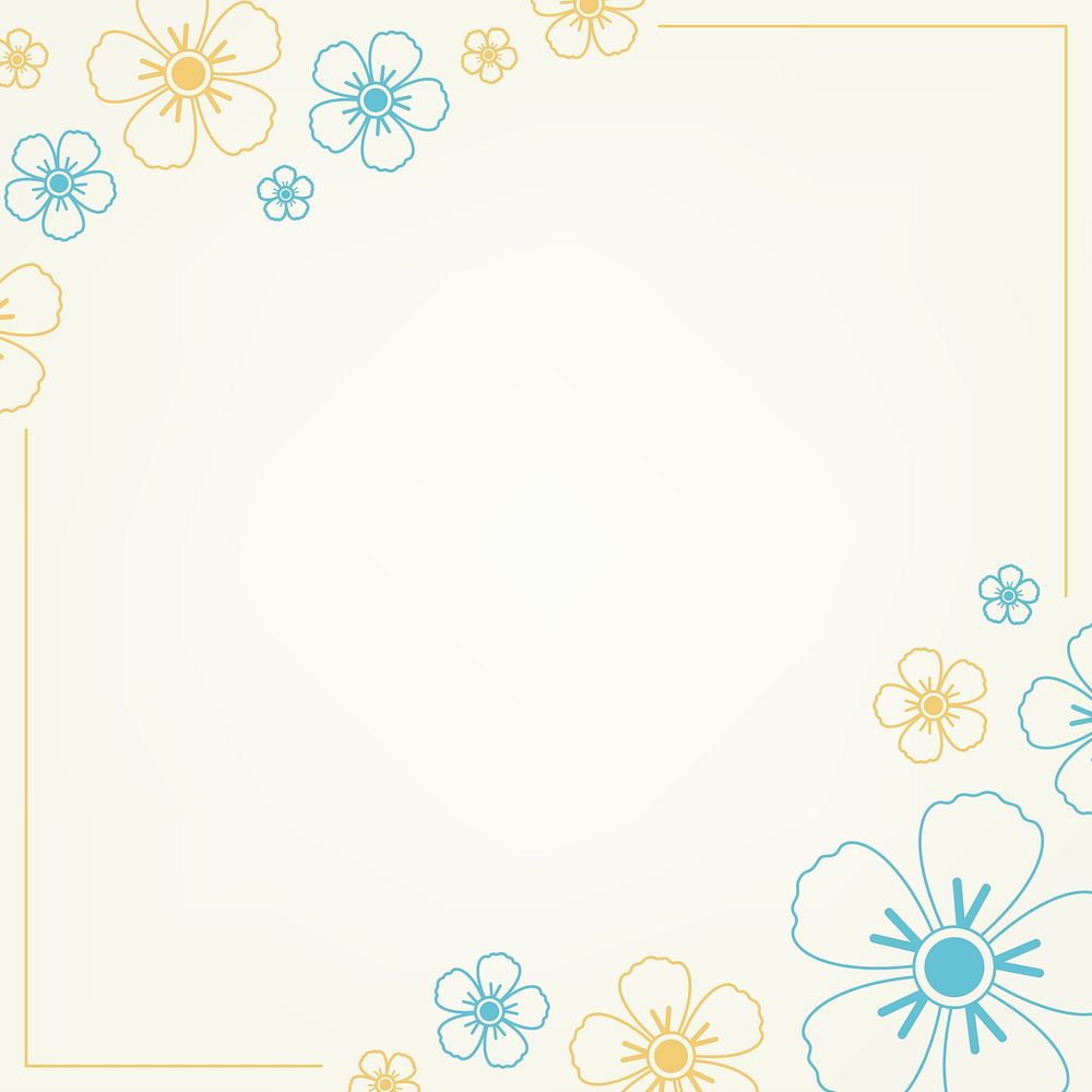 Blue and yellow flower pattern with a beige background vector