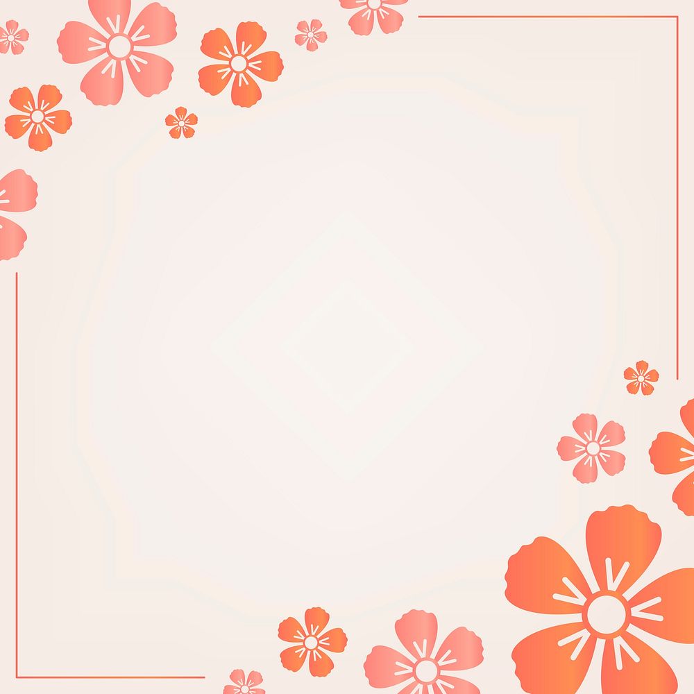 Orange flower border frame vector