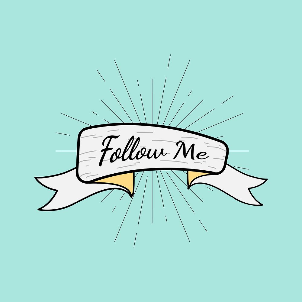 Banner with a text follow me vector