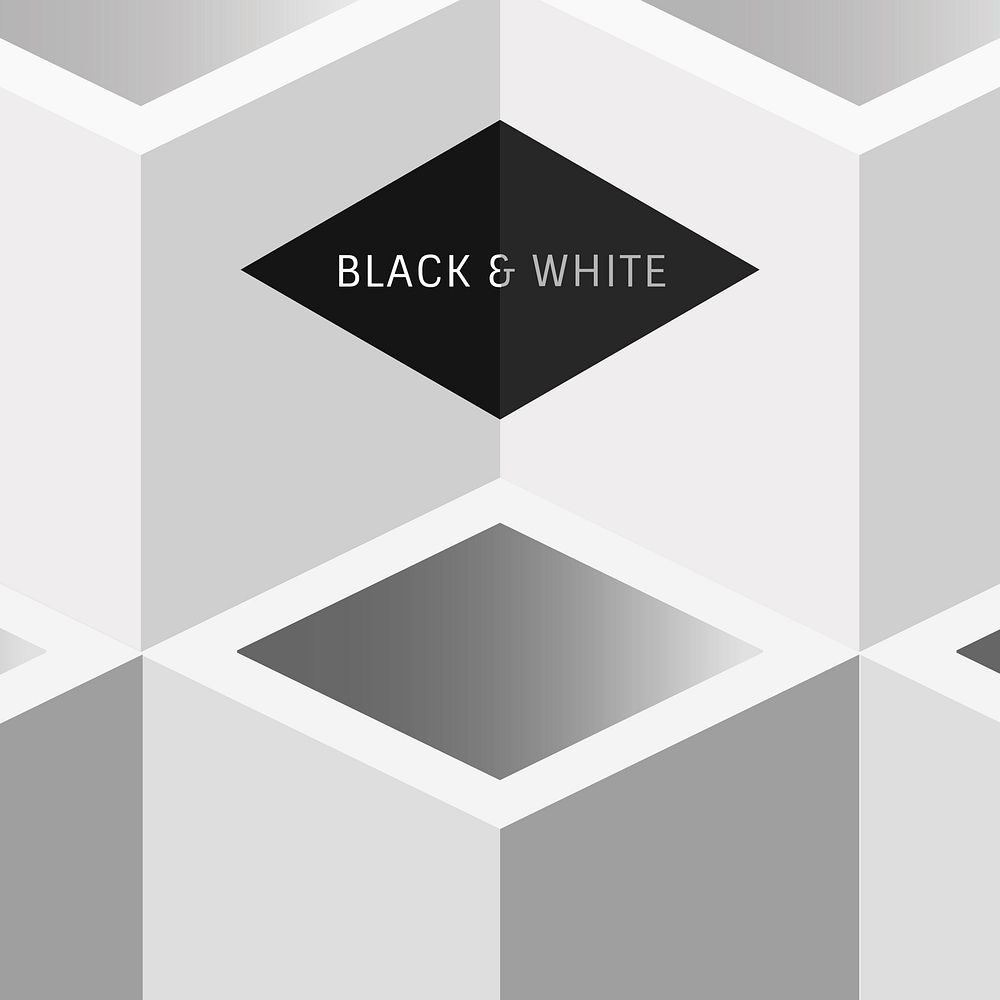 Black and white cubic background vector