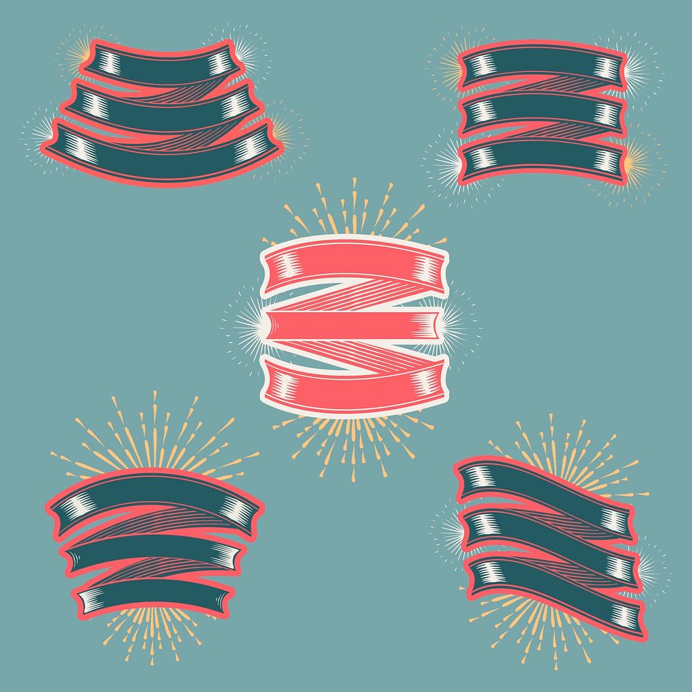Old school ribbon banner vectors collection