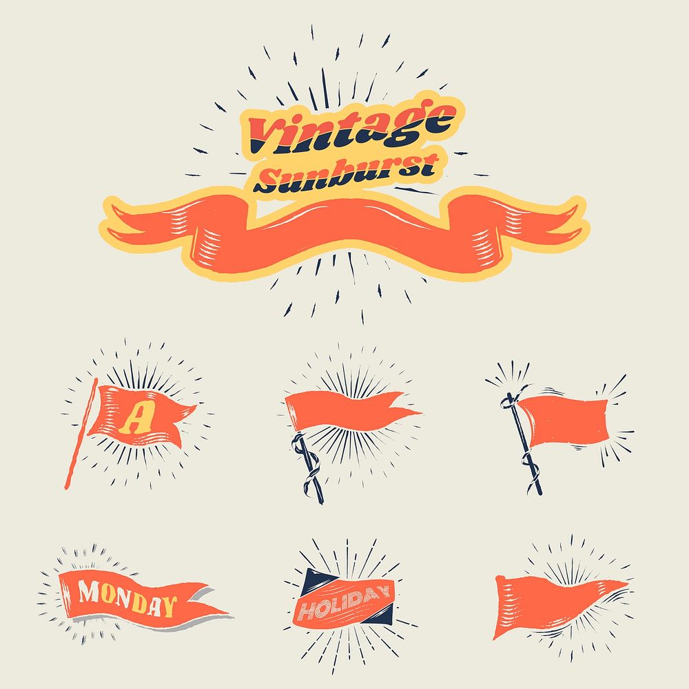Old school flags and banners vector collection