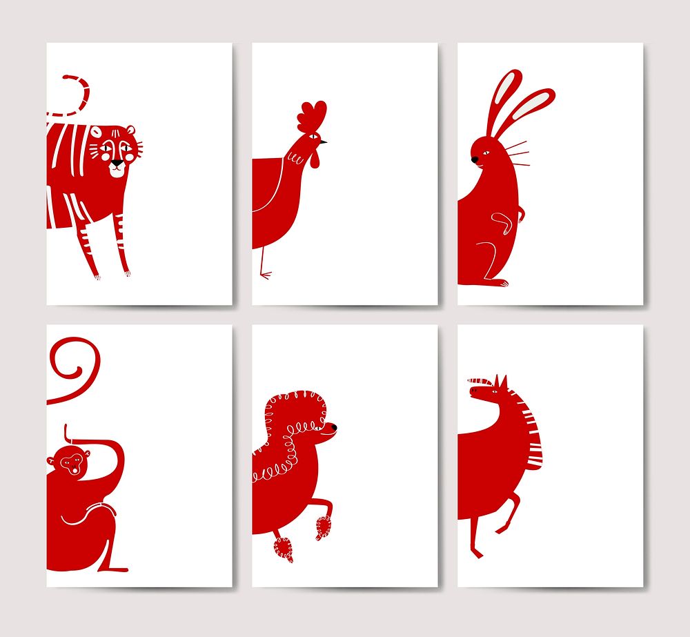 Chinese zodiac animal signs collection vector