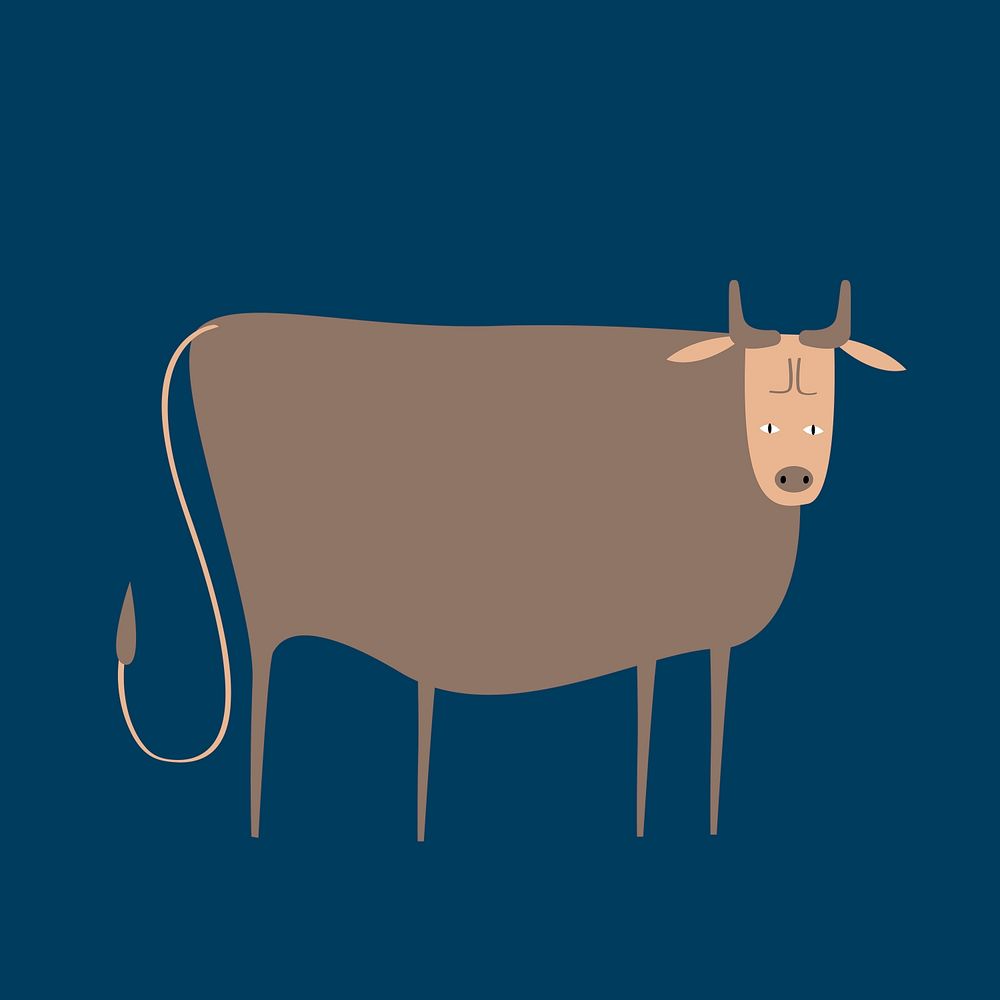 Cute ox animal psd on blue background design element