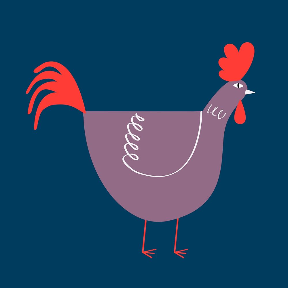 Cute rooster animal psd on blue background design element