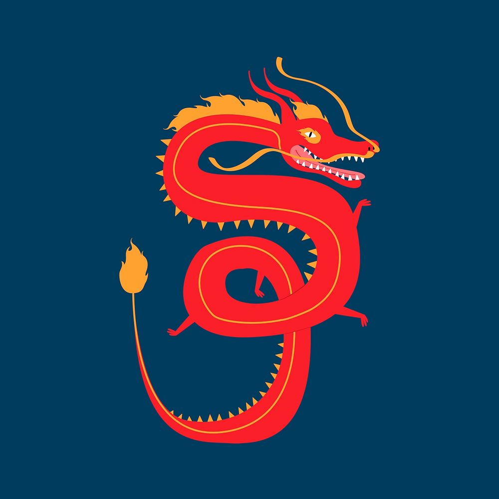 Cute dragon psd on blue background design element