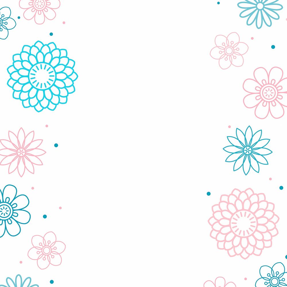 Pink and blue flower pattern with a white background vector
