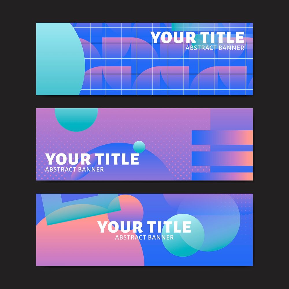 Bluish geometric abstract patterned banner vectors set