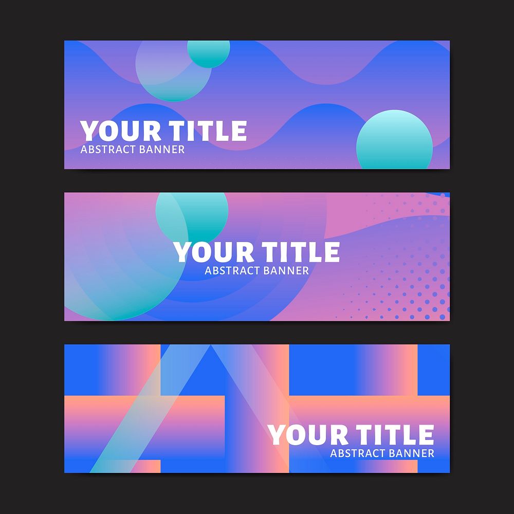 Bluish geometric abstract patterned banner vectors set