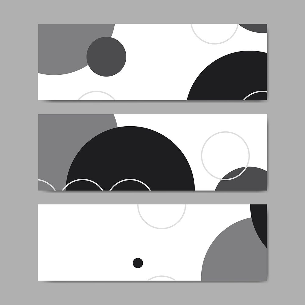 Black and white circle geometric pattern banner vectors set