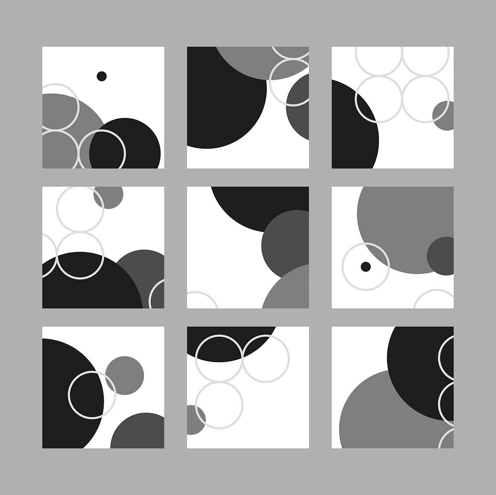 Black and white circle geometric pattern banner vectors set