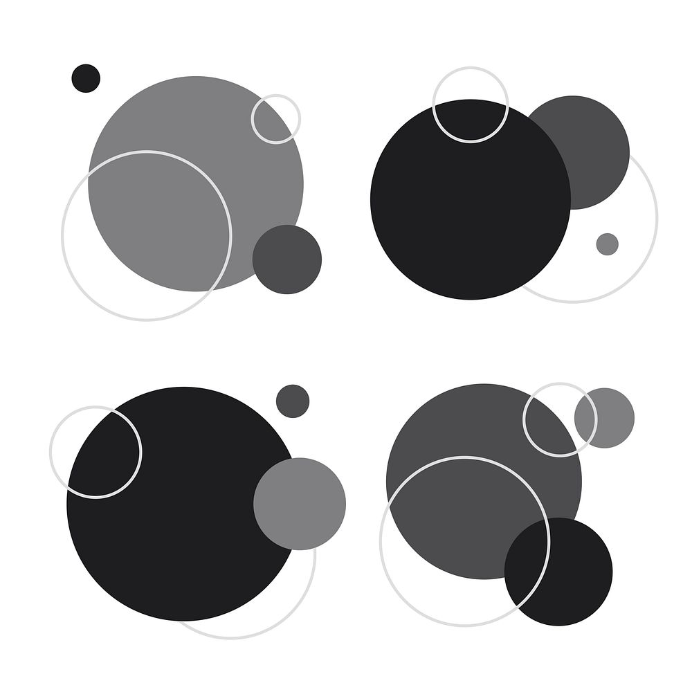 Black and white circle geometric pattern background vector