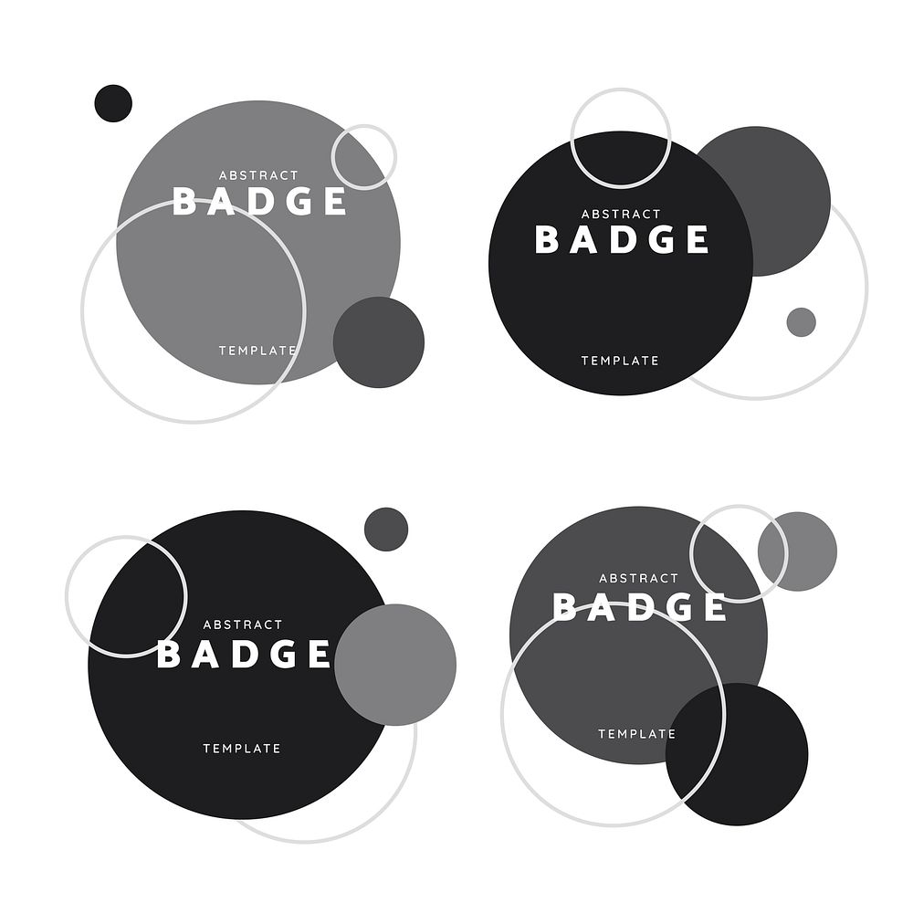 Black and white circle geometric pattern badge vectors set