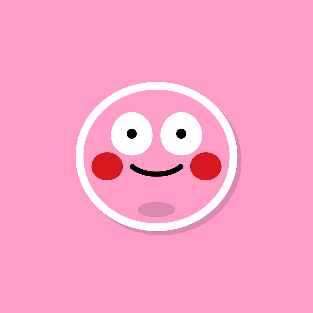 Pink facial emoji blushing vector