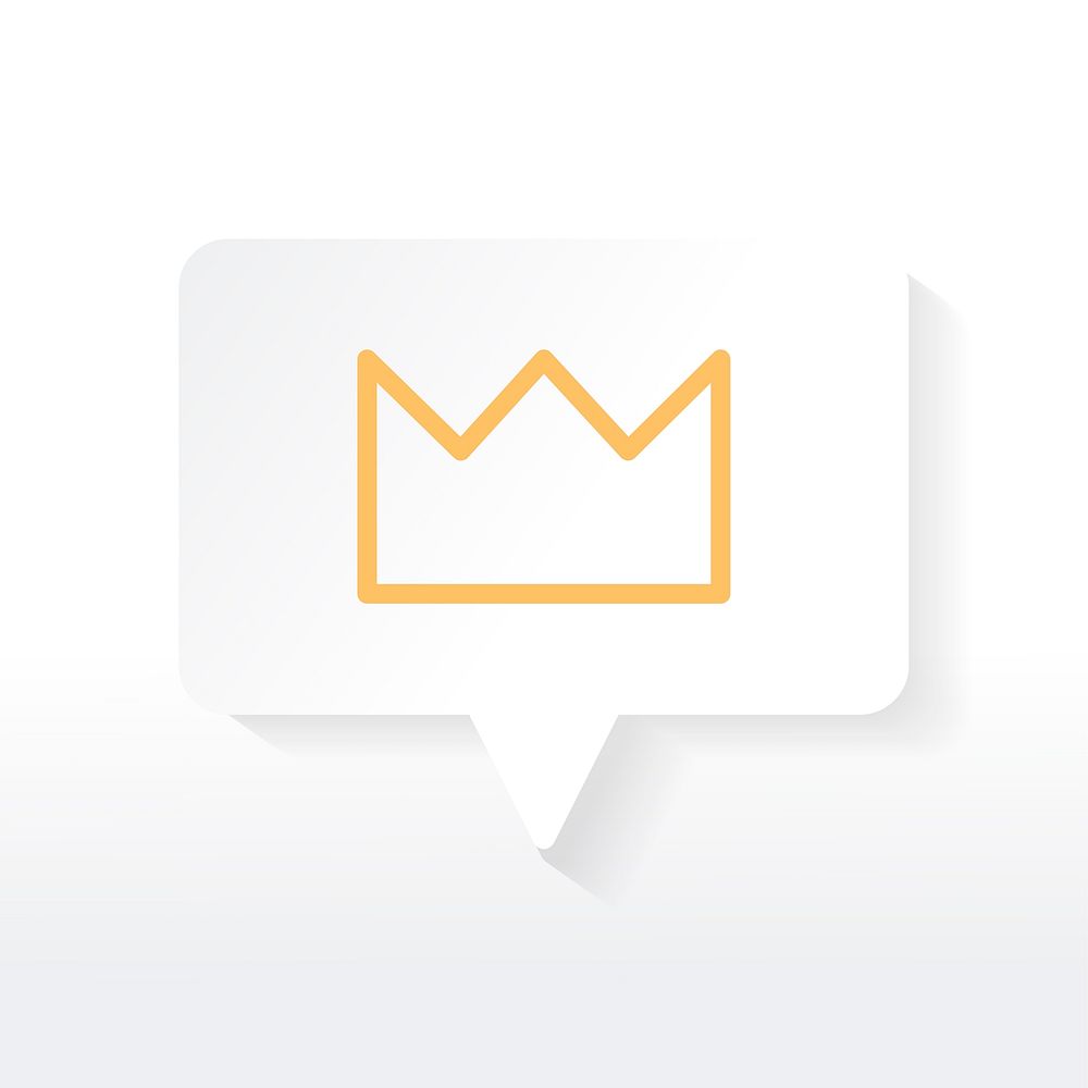 Yellow crown icon in a white speech bubble vector
