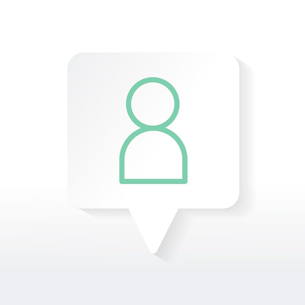 Green avatar icon in a white speech bubble vector