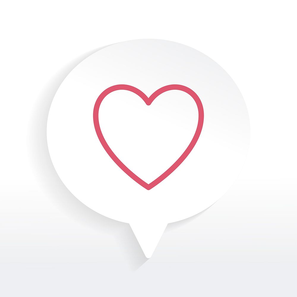 Red heart in a white speech bubble vector