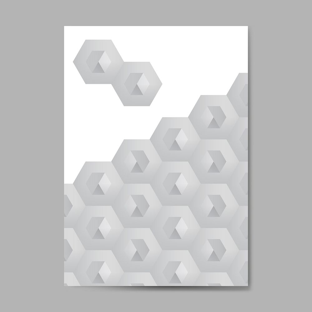 3D gray hexagonal patterned poster template vector