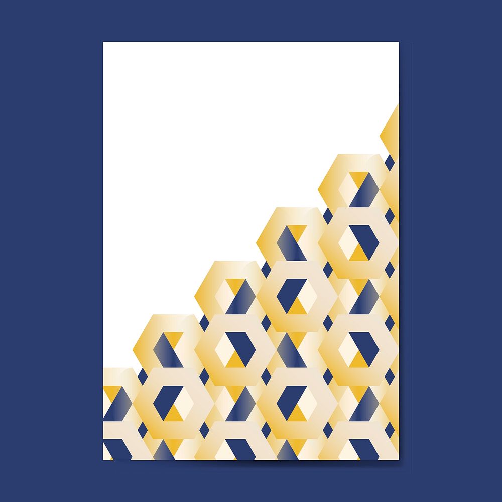 3D yellow and blue hexagonal patterned poster template vector